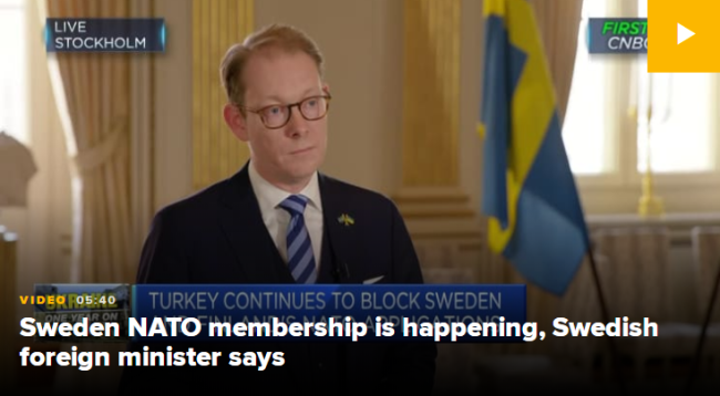 瑞、芬、土“入约”谈判将于3月恢复，瑞典目标出席7月北约峰会