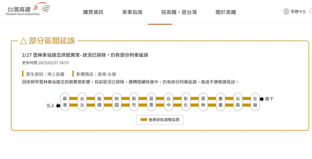 台湾高铁连续两日出故障，不到2个月连出6起事故