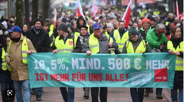 德国遇31年来最严重罢工：要求增加10.5%薪水